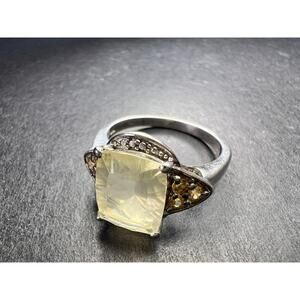 Vintage TGGC Sterling Silver Feldspar & Topaz Statement Ring Size 10